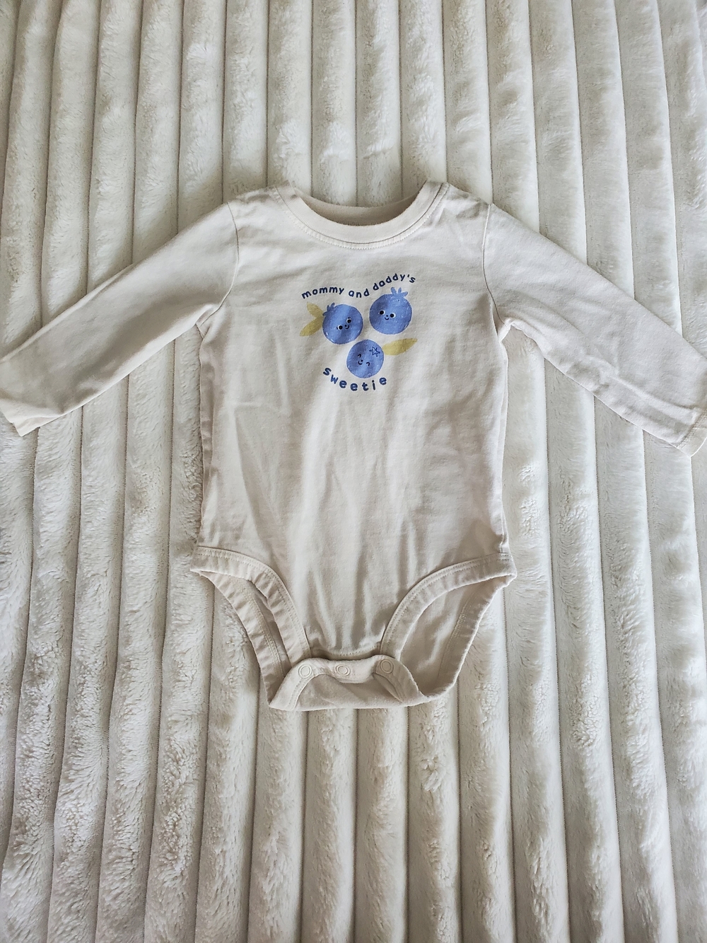 Carter's Cream Long-Sleeve Baby One-Piece Bodysuit with Blue Graphic